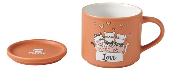 Pomarańczowe/beżowe porcelanowe kubki zestaw 2 szt. 350 ml Cats – Brandani