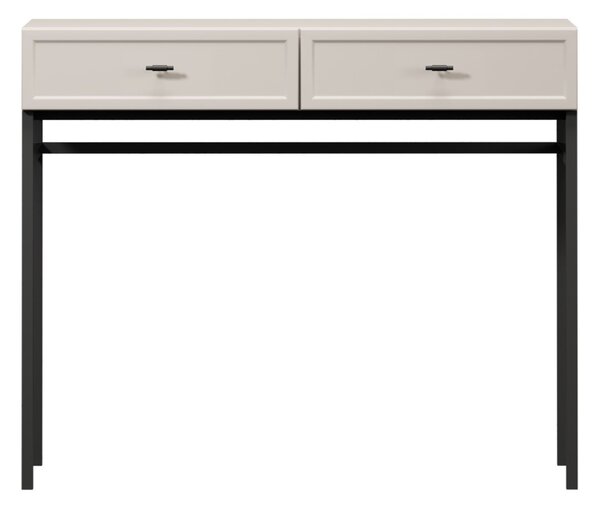 Konsola Lorini 100 cm z szufladami - kaszmir / czarne uchwyty T-bar / stelaż