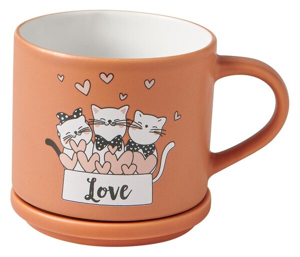 Pomarańczowe/beżowe porcelanowe kubki zestaw 2 szt. 350 ml Cats – Brandani