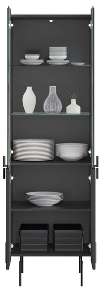 Witryna Malmi 60 cm czterodrzwiowa - czarny mat / czarne nóżki