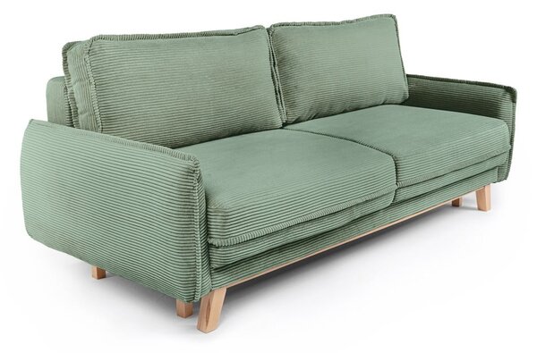 Jasnozielona sztruksowa rozkładana sofa 218 cm Tori – Bonami Selection