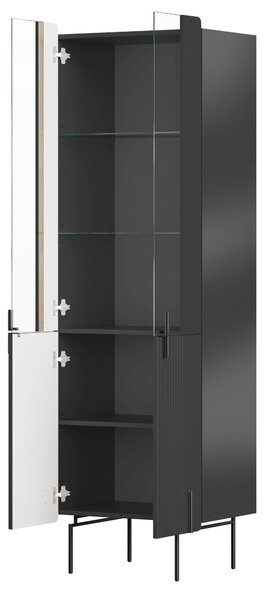 Witryna Malmi 60 cm czterodrzwiowa - czarny mat / czarne nóżki