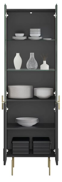 Witryna Malmi 60 cm - czarny mat / złote nóżki