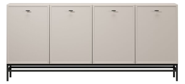 Komoda Lorini 200 cm czterodrzwiowa - kaszmir / czarne uchwyty T-bar / stelaż