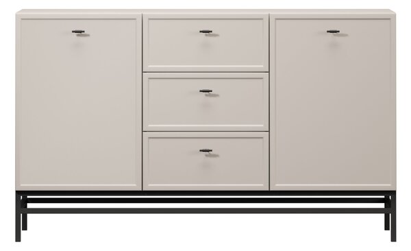 Komoda Lorini 150 cm z szufladami - kaszmir / czarne uchwyty T-bar / stelaż