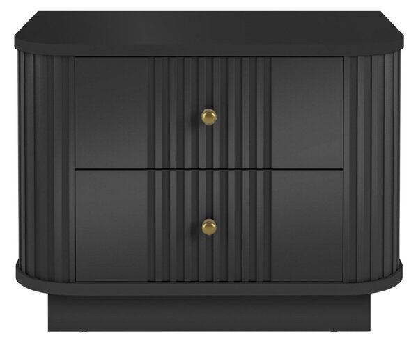 Zestaw szafek nocnych Vesper 56 cm na cokole - czarny / złote uchwyty