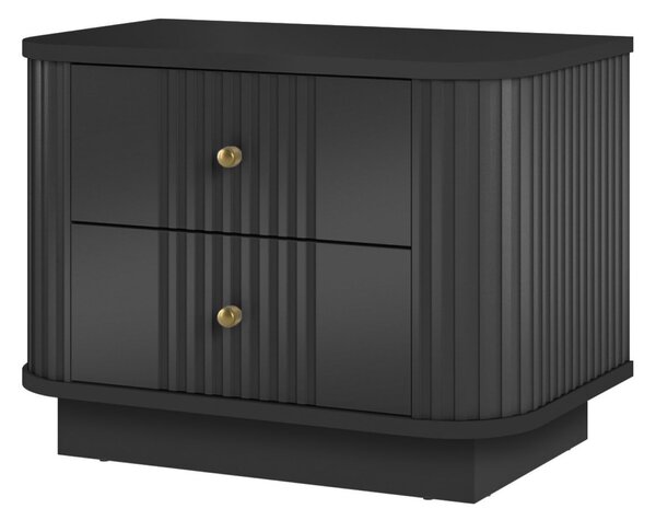 Zestaw szafek nocnych Vesper 56 cm na cokole - czarny / złote uchwyty