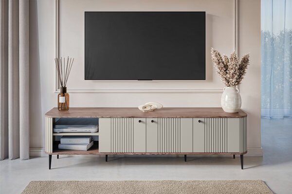 Szafka RTV Vesper 3D 187 cm - kaszmir / orzech / czarne nogi