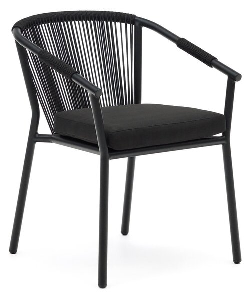 Black Friday - Czarne metalowe krzesło ogrodowe Xelida – Kave Home