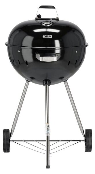 Grill ogrodowy węglowy YATO YG-20300 Zamykany, okrągły, na kółkach Czarny