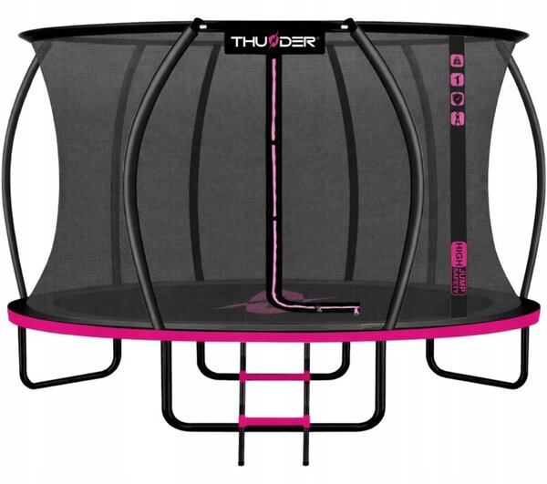 Trampolina ogrodowa THUNDER 12ft 366 cm z siatką i drabinką profesjonalna łatwy montaż