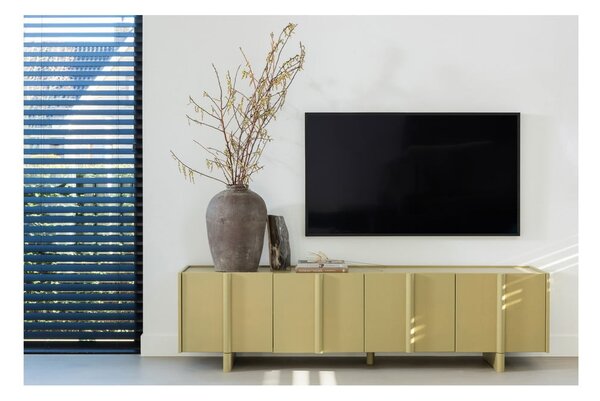 Szafka pod TV z litego drewna sosnowego w kolorze khaki 200x53x46 cm Basu – WOOOD