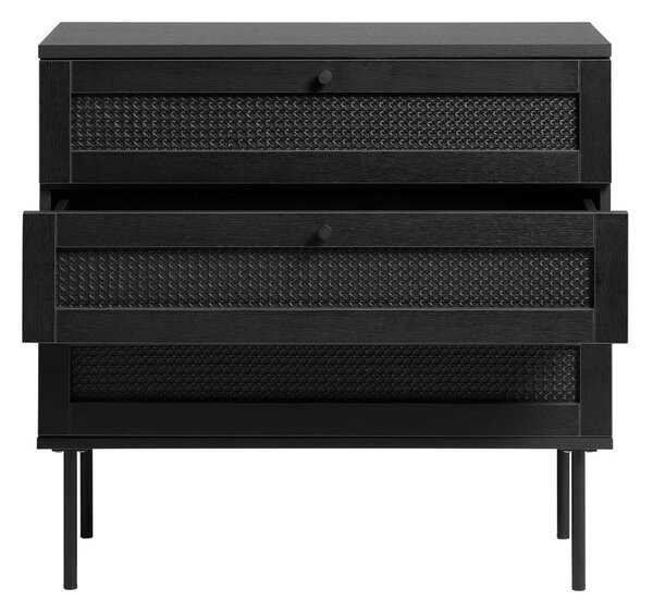 Czarna niska komoda w dekorze dębu 80x75 cm Pensacola – Unique Furniture