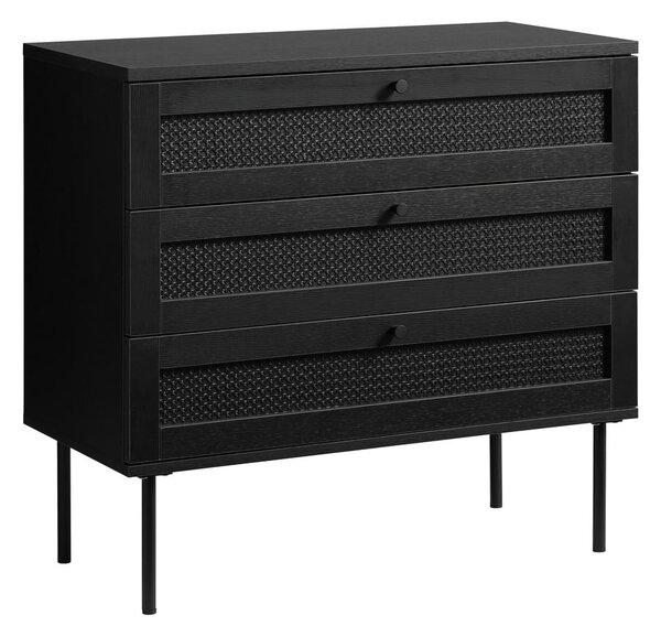 Czarna niska komoda w dekorze dębu 80x75 cm Pensacola – Unique Furniture