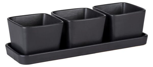 Ceramiczne miski do serwowania zestaw 3 szt. w kolorze matowej czerni Snack & Dip – Wenko