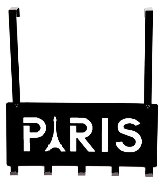 Czarny metalowy wieszak na drzwi 30 cm Paris – Compactor