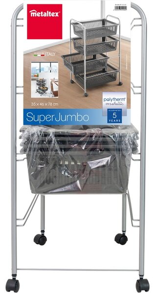 Ciemnoszary/srebrny regał na kółkach 46x78 cm – Metaltex