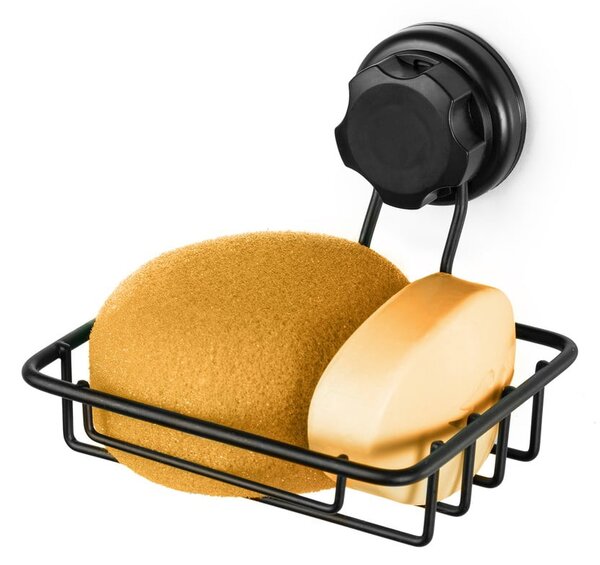 Czarna samoprzylepna mydelniczka Compactor Bestlock Black Soap & Sponge Holder
