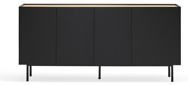 Czarna niska komoda w dekorze dębu 165x78 cm Arista – Teulat
