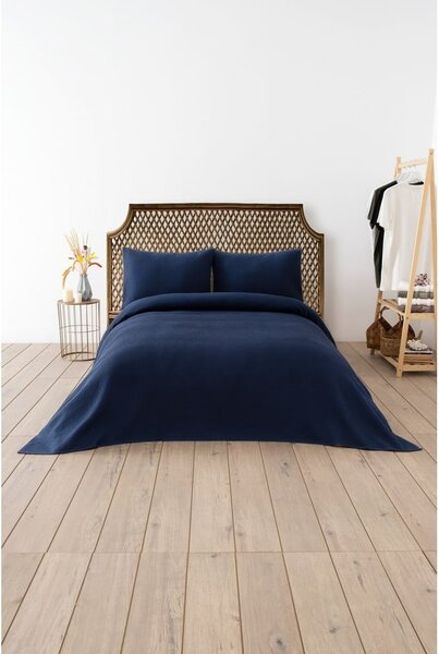 Ciemnoniebieska narzuta 200x220 cm Waffle – Mijolnir