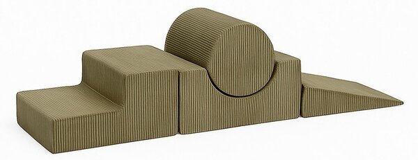 Sztruksowy piankowy plac zabaw 4 szt. w kolorze khaki wysokość 30 cm 45x170 cm Montessori – Meowbaby