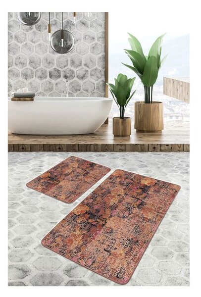 Brązowe aksamitne dywaniki łazienkowe zestaw 2 szt. 60x100 cm – Mila Home