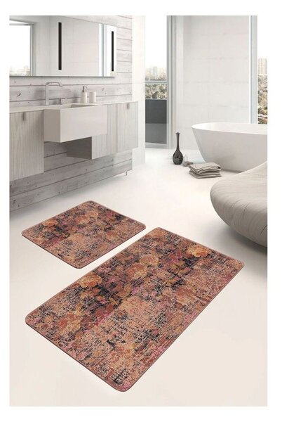 Brązowe aksamitne dywaniki łazienkowe zestaw 2 szt. 60x100 cm – Mila Home