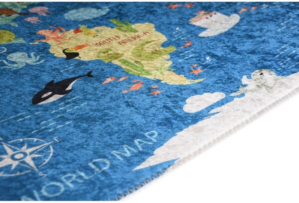 Niebieski dywan dziecięcy odpowiedni do prania 80x120 cm Animal Atlas – Vitaus