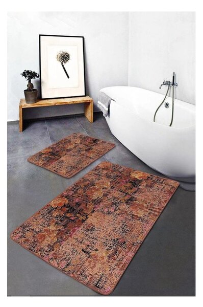 Brązowe aksamitne dywaniki łazienkowe zestaw 2 szt. 60x100 cm – Mila Home