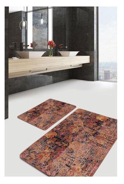 Brązowe aksamitne dywaniki łazienkowe zestaw 2 szt. 60x100 cm – Mila Home