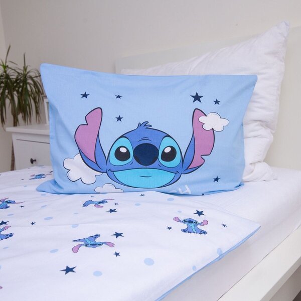 Niebieska bawełniana pościel dziecięca do łóżeczka 100x135 cm Lilo & Stitch "Clouds" – Jerry Fabrics