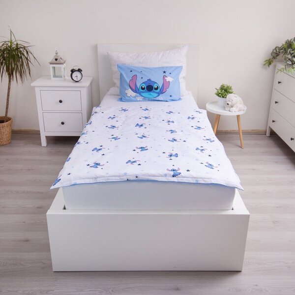 Niebieska bawełniana pościel dziecięca do łóżeczka 100x135 cm Lilo & Stitch "Clouds" – Jerry Fabrics