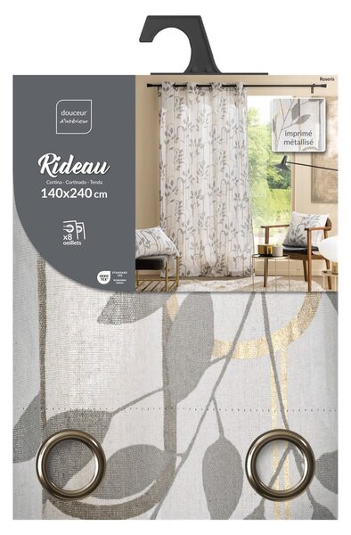 Szara zasłona 140x240 cm Roseris – douceur d'intérieur