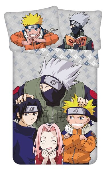 Bawełniana pościel dziecięca jednoosobowa 140x200 cm Naruto "Grey" – Jerry Fabrics