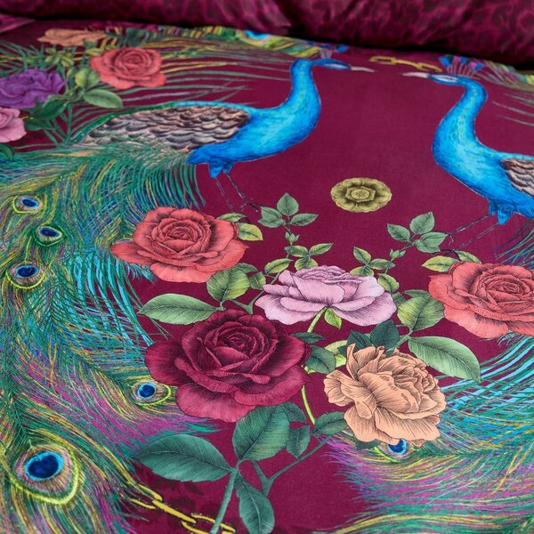 Fioletowa pościel jednoosobowa z satyny bawełnianej 135x200 cm Xanadu Peacock – Matthew Williamson
