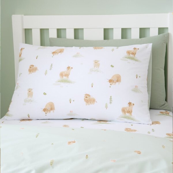 Biało-zielona bawełniana pościel dziecięca jednoosobowa 135x200 cm Mini Moo Cow – Bianca
