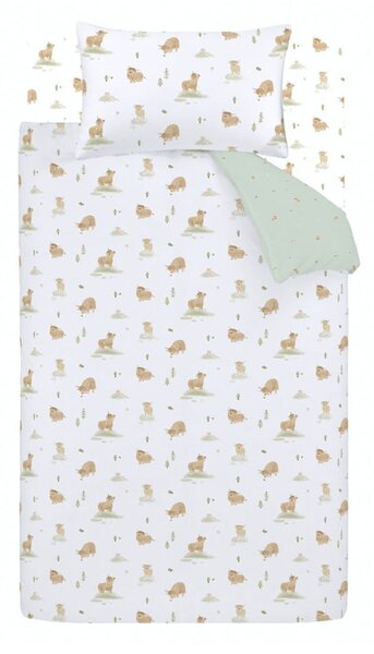 Biało-zielona bawełniana pościel dziecięca jednoosobowa 135x200 cm Mini Moo Cow – Bianca