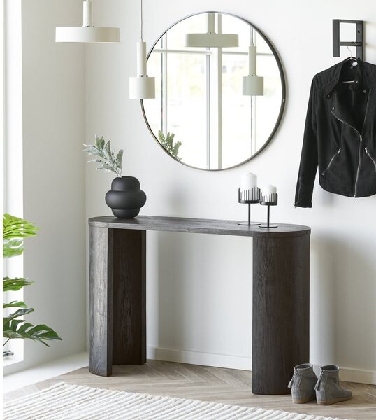 Ciemnobrązowa konsola w dekorze dębu 38x114 cm Bibione – House Nordic