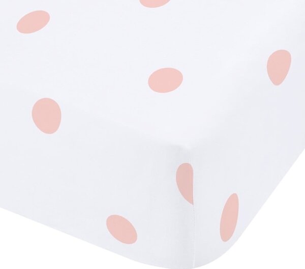 Biało-różowe flanelowe prześcieradło z gumką 135x190 cm Polka Dot – Catherine Lansfield