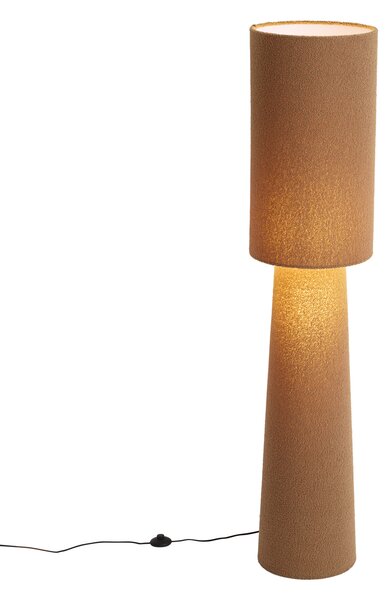 Lampa podłogowa Japandi brązowa tkanina typu teddy 2-źródła światła - Trompet