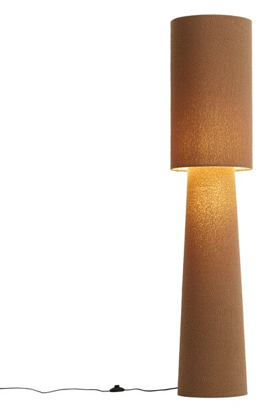Lampa podłogowa Japandi brązowa tkanina typu teddy 2-źródła światła - Trompet