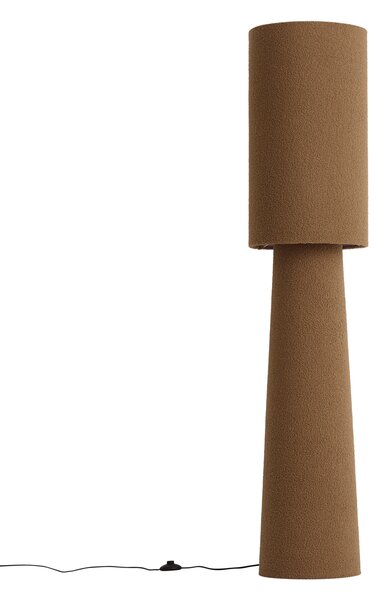 Lampa podłogowa Japandi brązowa tkanina typu teddy 2-źródła światła - Trompet