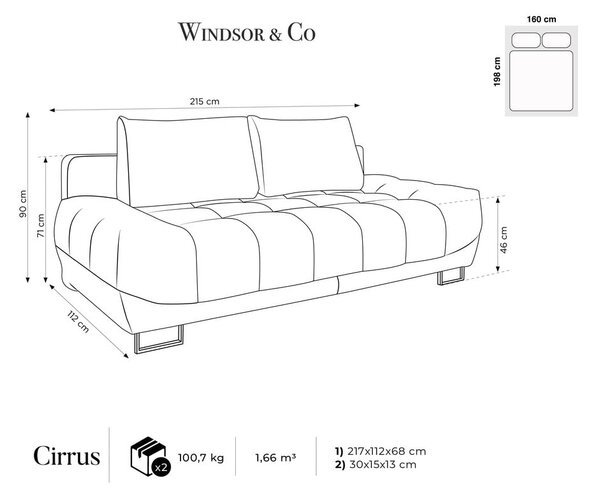 Granatowa 3-osobowa sofa rozkładana z aksamitnym obiciem Windsor & Co Sofas Cirrus