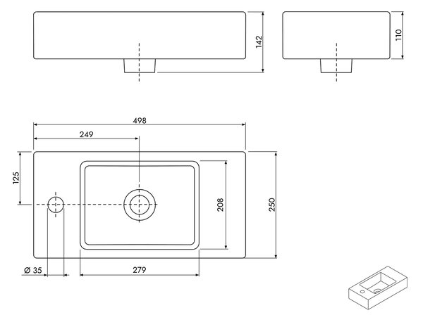 BELDIVO szafka podumywalkowa 50 cm z białą umywalką - drzwi lewe - różne kolory