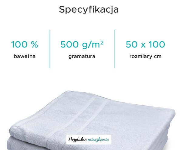 Ręcznik hotelowy 50 x 100 cm Royal biały, 100% bawełna