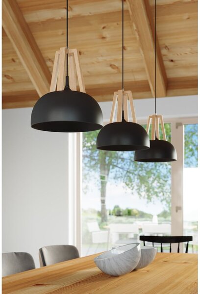 Czarno-beżowa lampa wisząca Sollux Olla