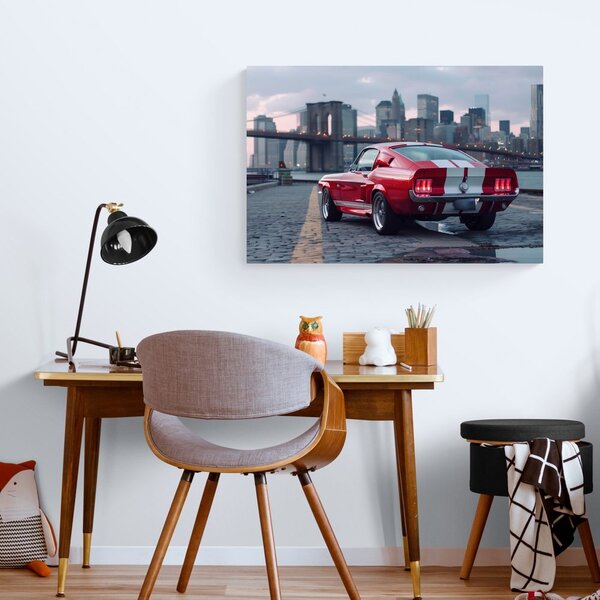Obraz Mustang z panoramą Nowego Jorku