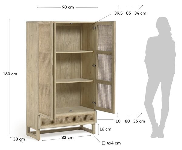 Komoda z drewna Mindi Kave Home Rexit, szer. 90 cm