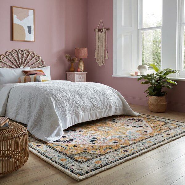 Żółty dywan wełniany 170x120 cm Dahlia – Flair Rugs