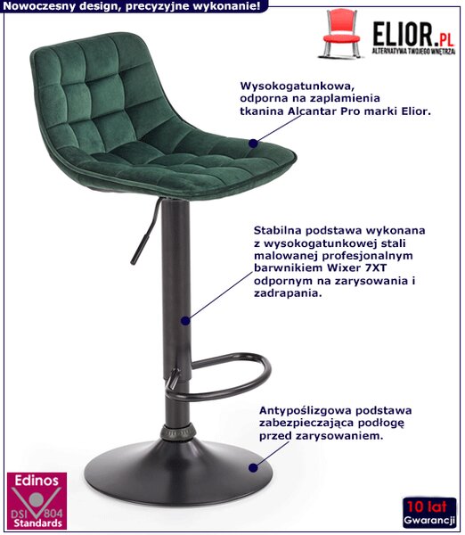 Zielony pikowany hoker z oparciem G3-D70